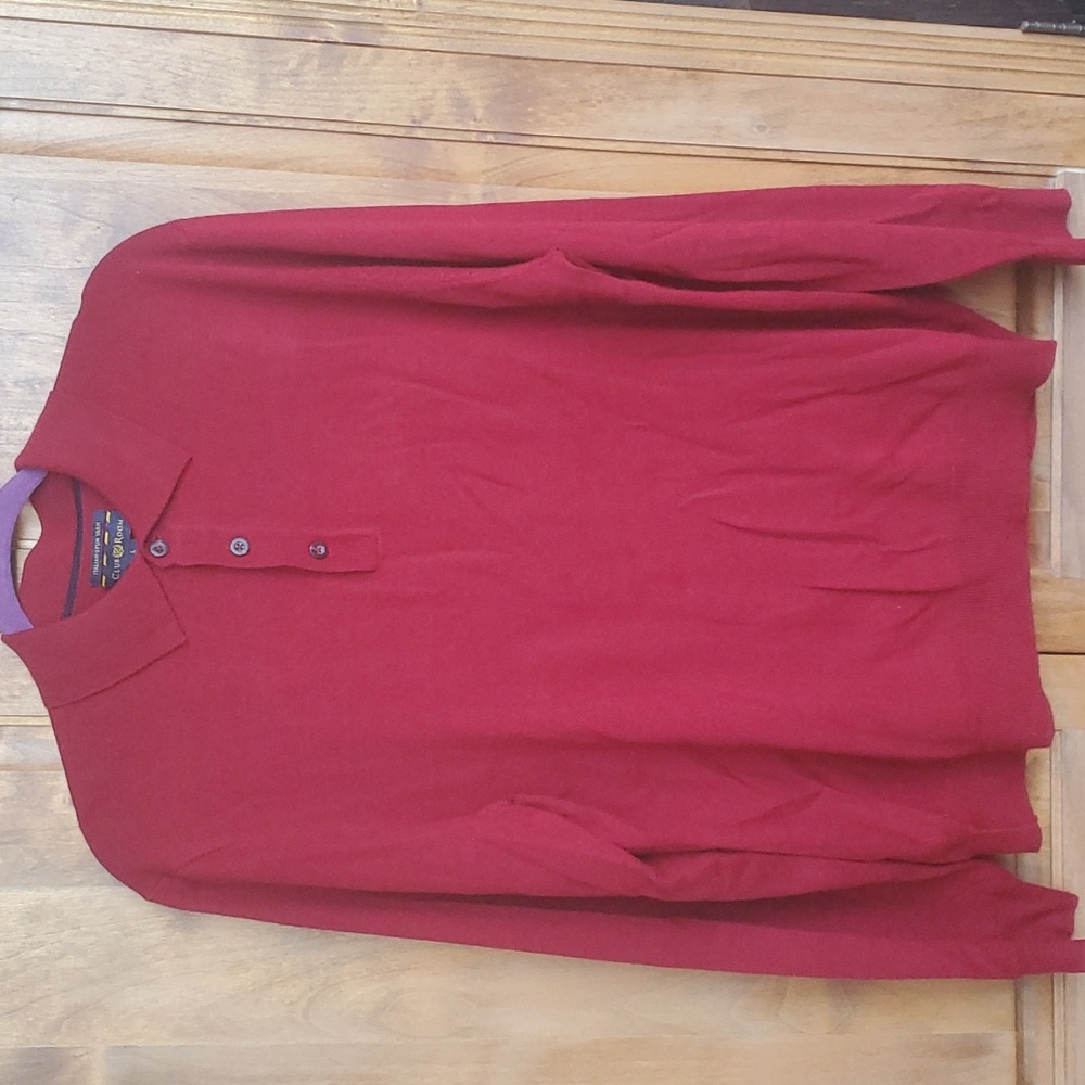 Club room men's front button Henley type large